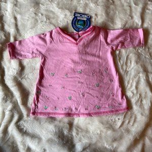 2/$35 Cherokee Vintage Pink Top Girls 24 Months NWT 2002 Embroidered Flowers